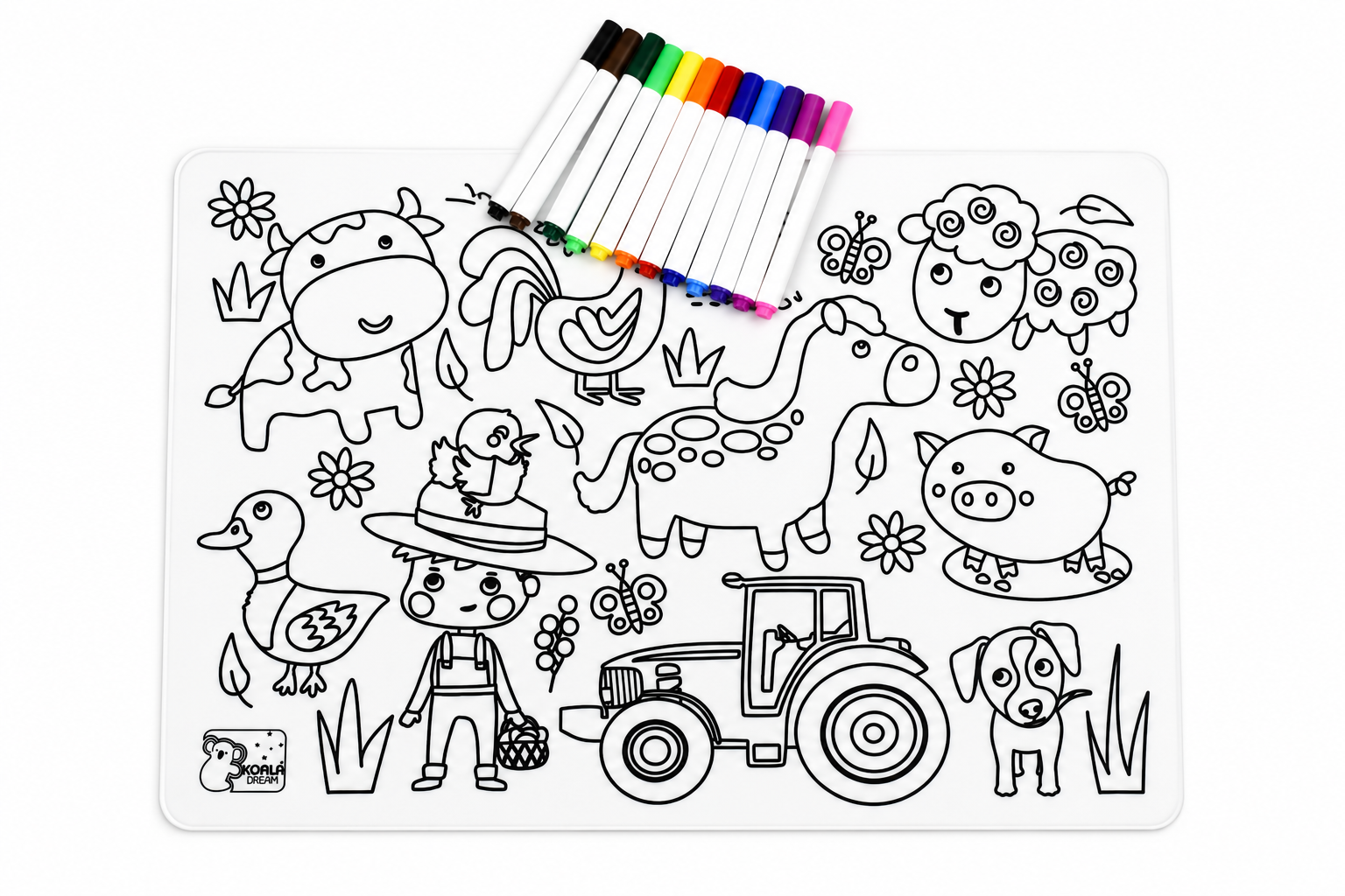 Reusable Silicone Drawing Mat | Farm Animals