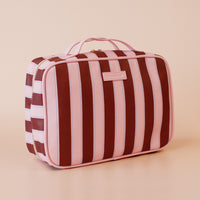 Burgundy Stripe Cosmetic Bags