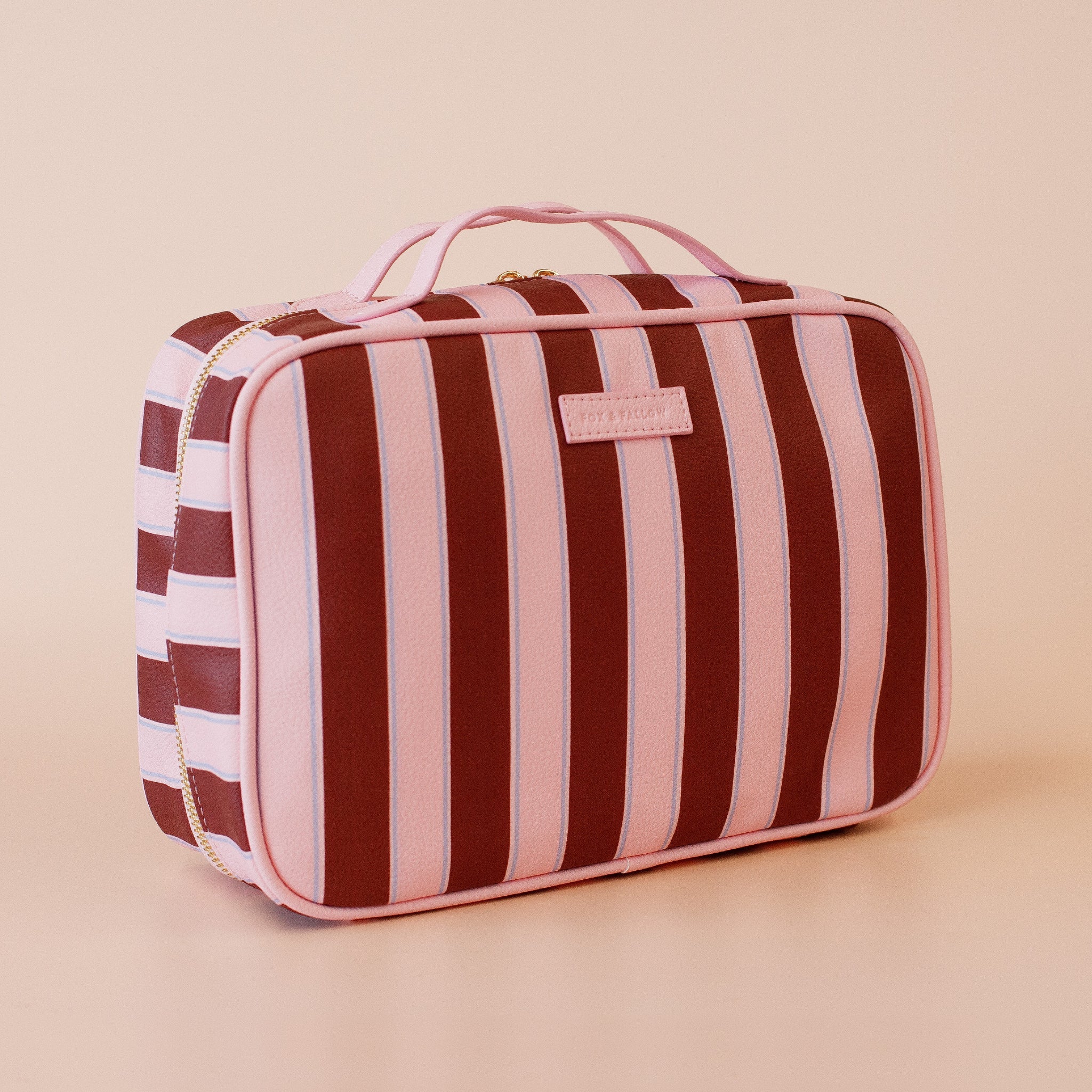 Burgundy Stripe Cosmetic Bags