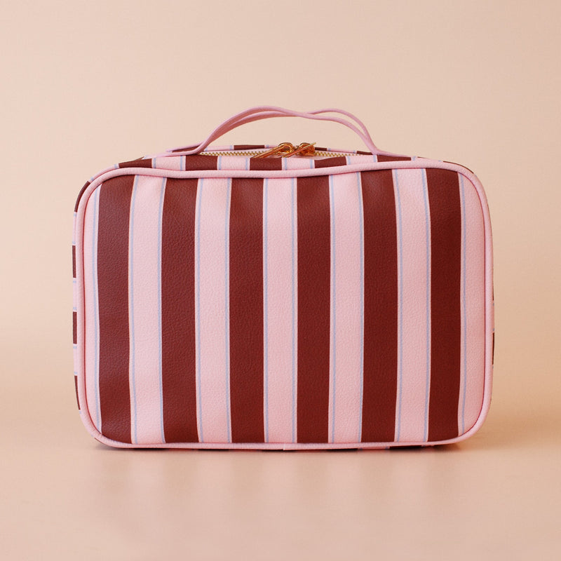 Burgundy Stripe Cosmetic Bags