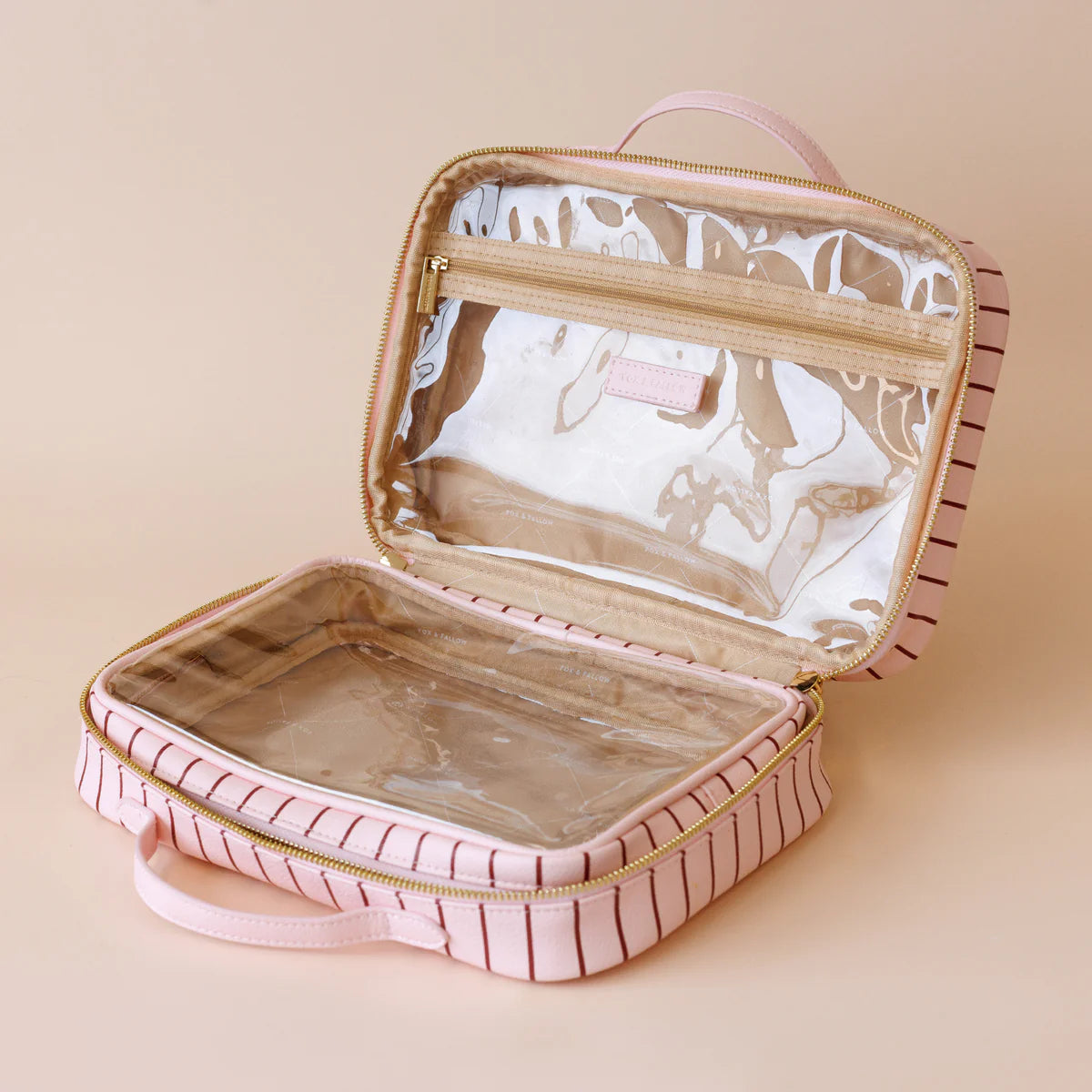 Rosé Pinstripe Cosmetic Bag Collection
