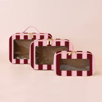 Burgundy Stripe Cosmetic Bag Collection