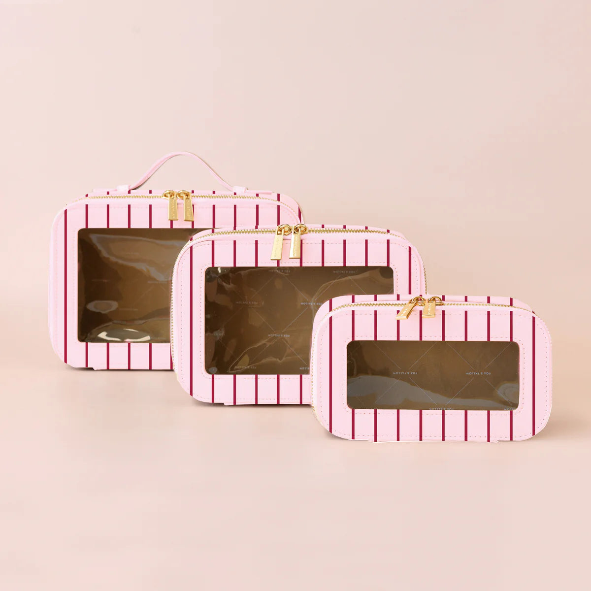 Rosé Pinstripe Cosmetic Bag Collection