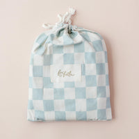 Sage Check Organic Fitted Cot Sheet