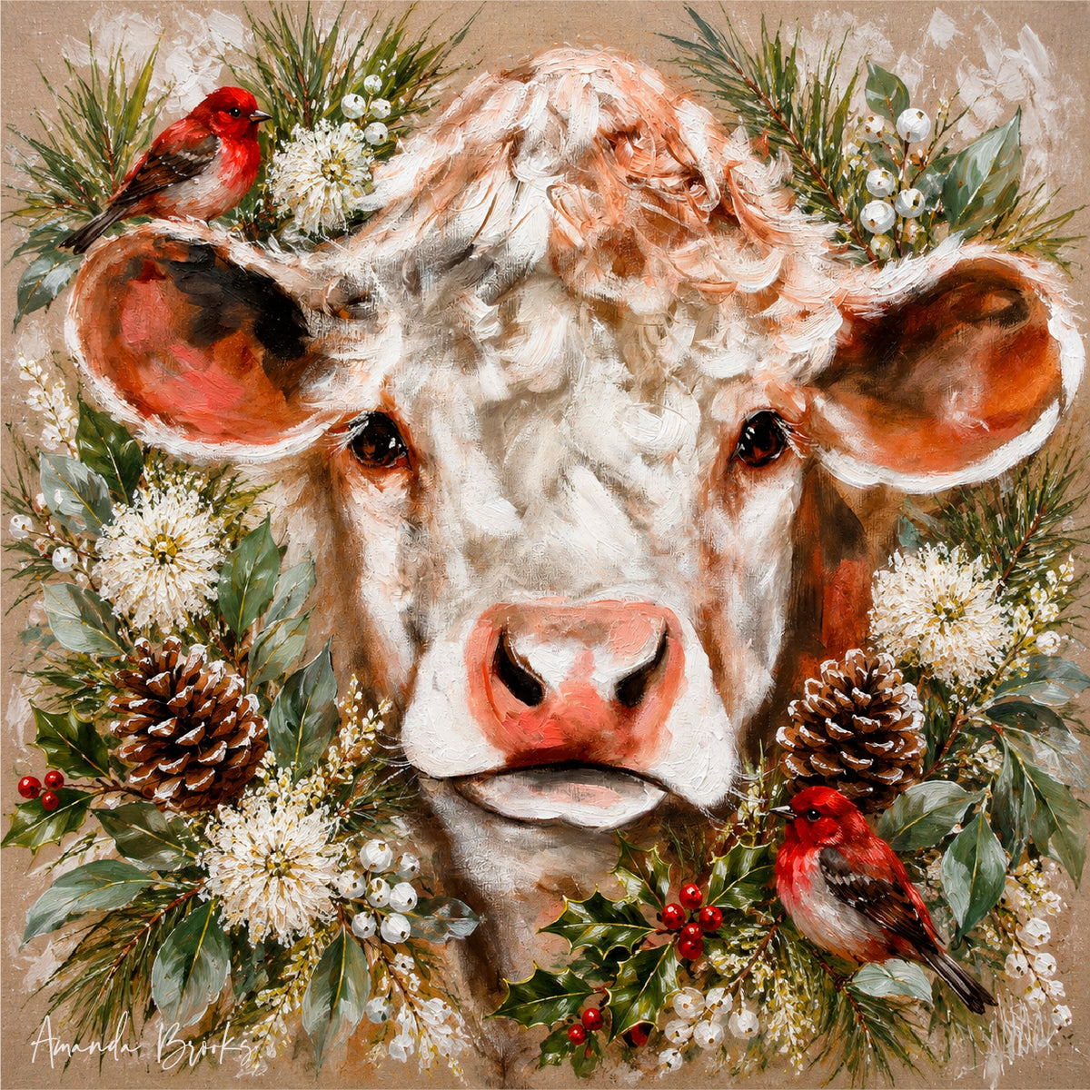 Festive Christmas by Amanda Brooks | Stone Drink Coaster Collection