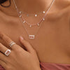 Rose Quartz Pendant Necklace with White Topaz | Sterling Silver