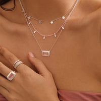 Rose Quartz Pendant Necklace with White Topaz | Sterling Silver