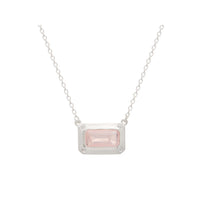 Rose Quartz Pendant Necklace with White Topaz | Sterling Silver