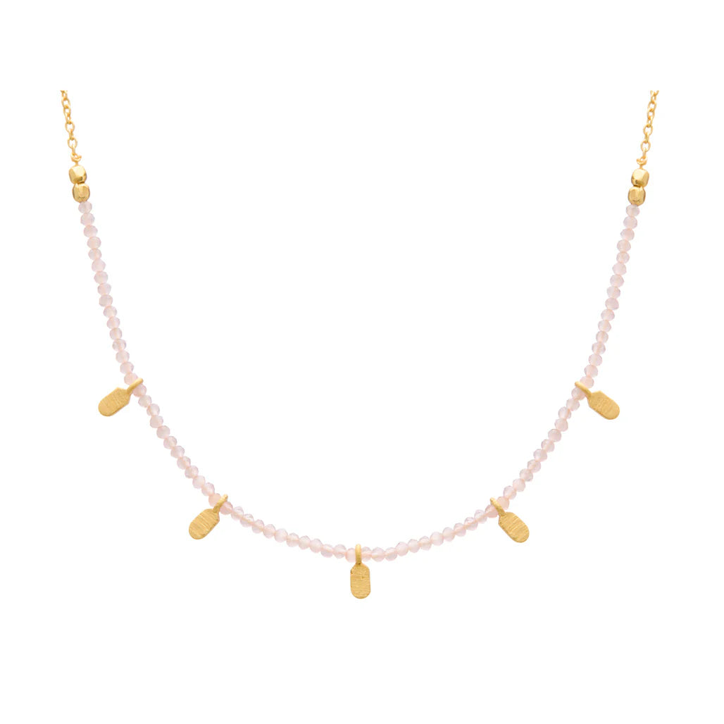 Rose Quartz Choker | 18KT Yellow Gold Plate