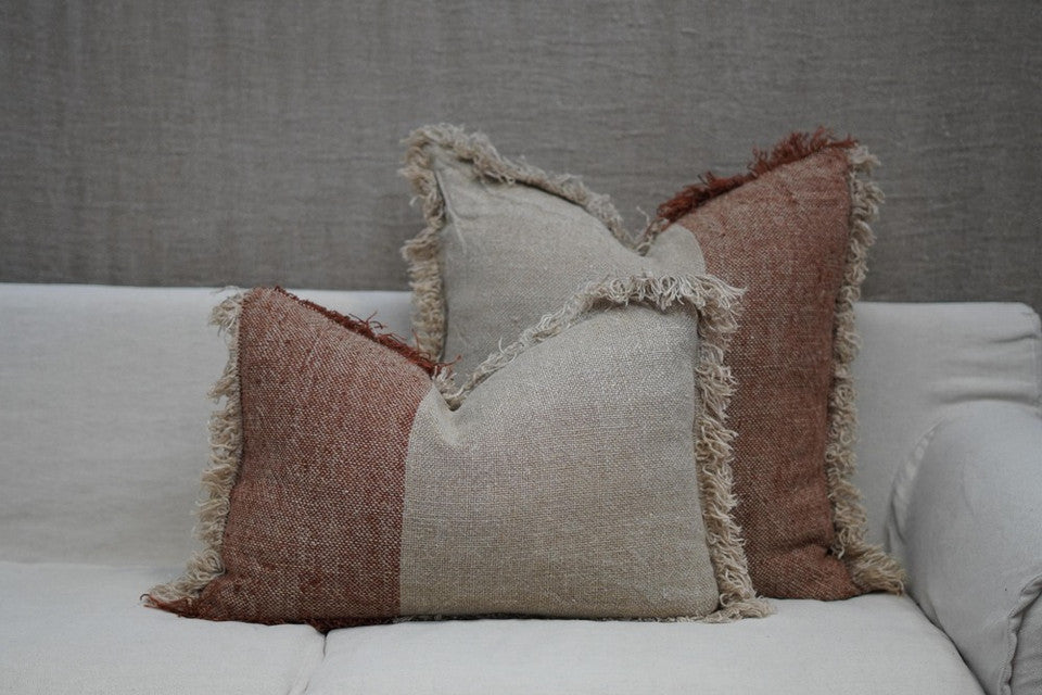 Hugo Linen Cushion | Rust / Natural