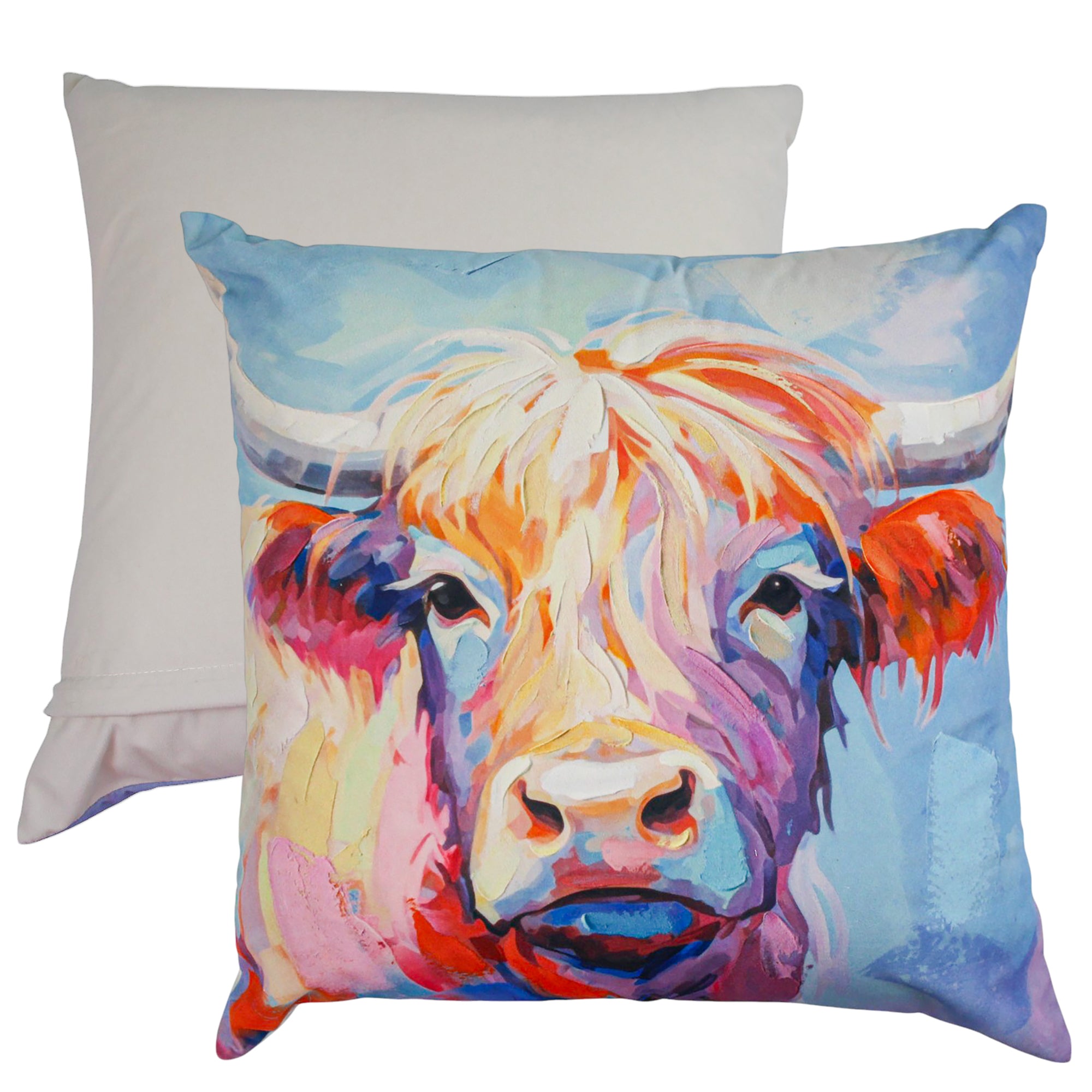 Moo-dy Blue Velvet Cushion
