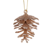 Glittered Champagne Pinecones Hanging | 6pk