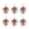 Glittered Champagne Pinecones Hanging | 6pk