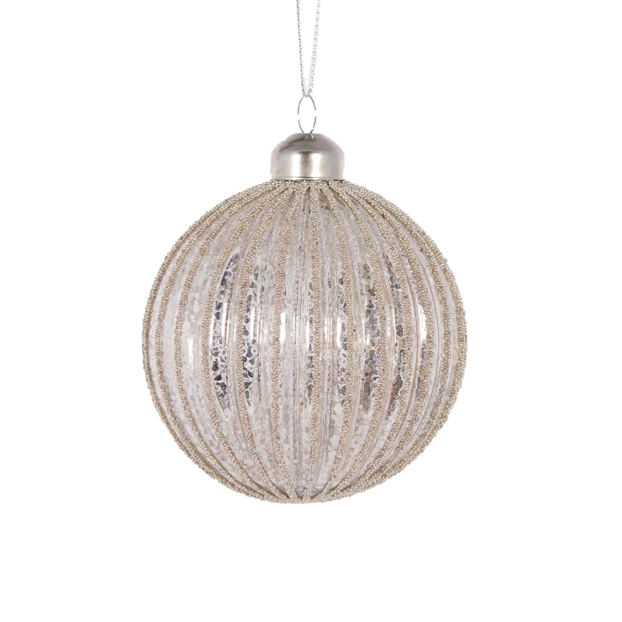 Metallic Champagne Stripe Bauble