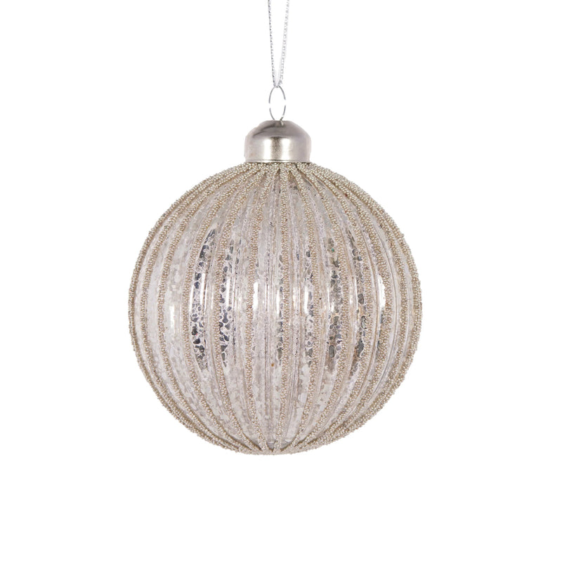 Metallic Champagne Stripe Bauble