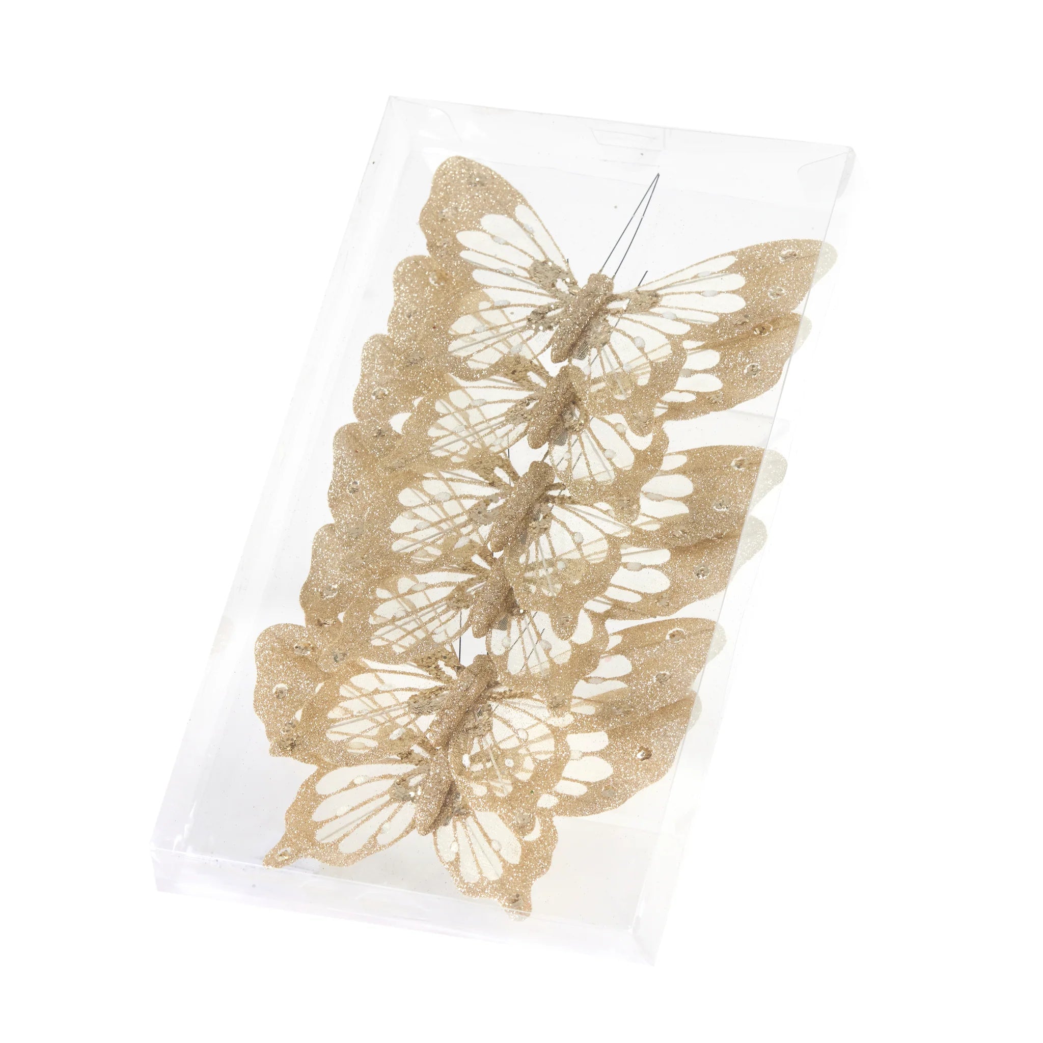 Gold Glitter Clip Butterflies | Set 6
