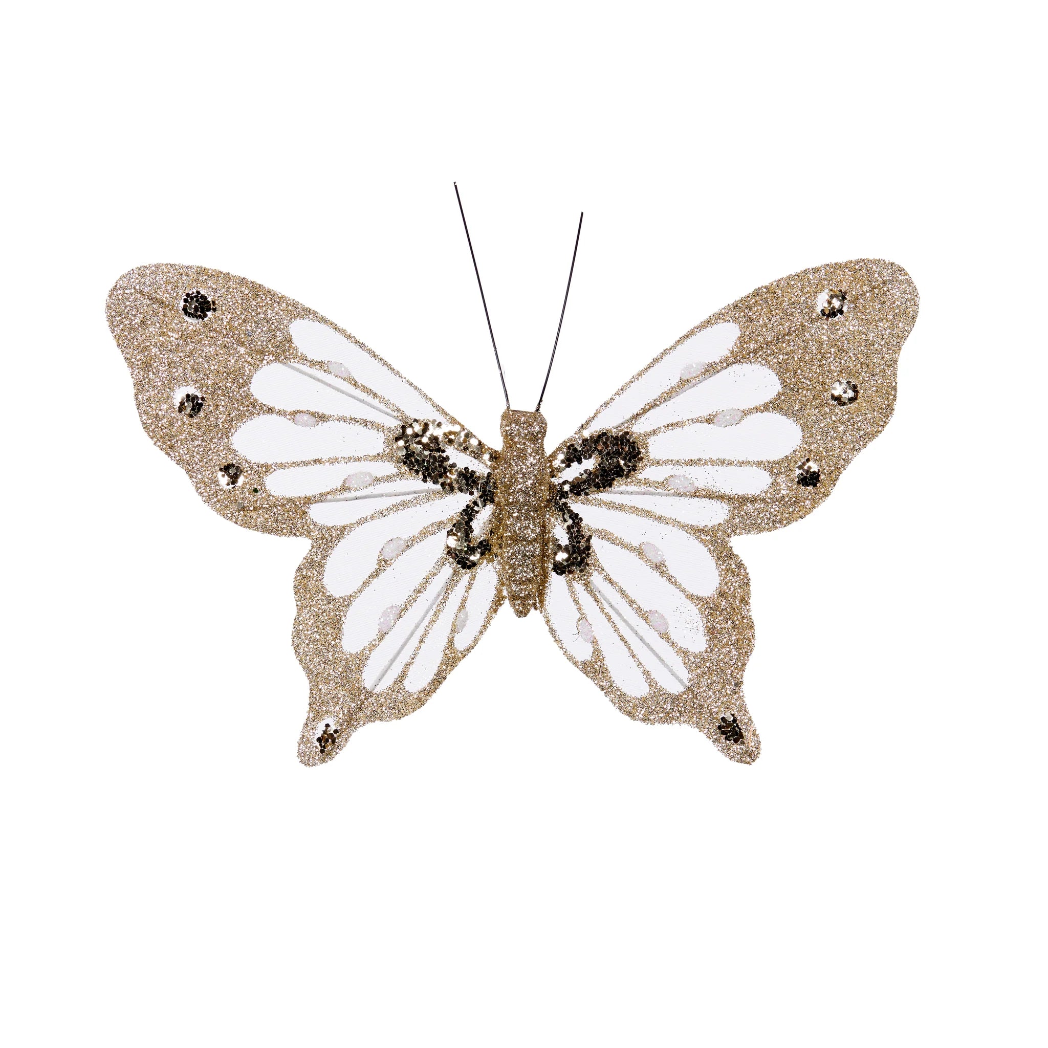 Gold Glitter Clip Butterflies | Set 6