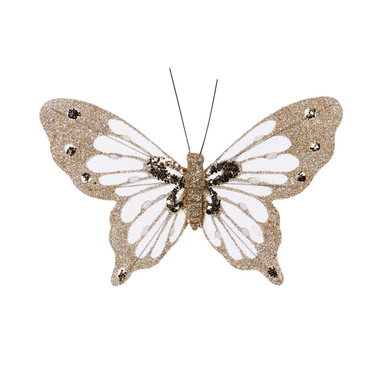 Gold Glitter Clip Butterflies | Set 6