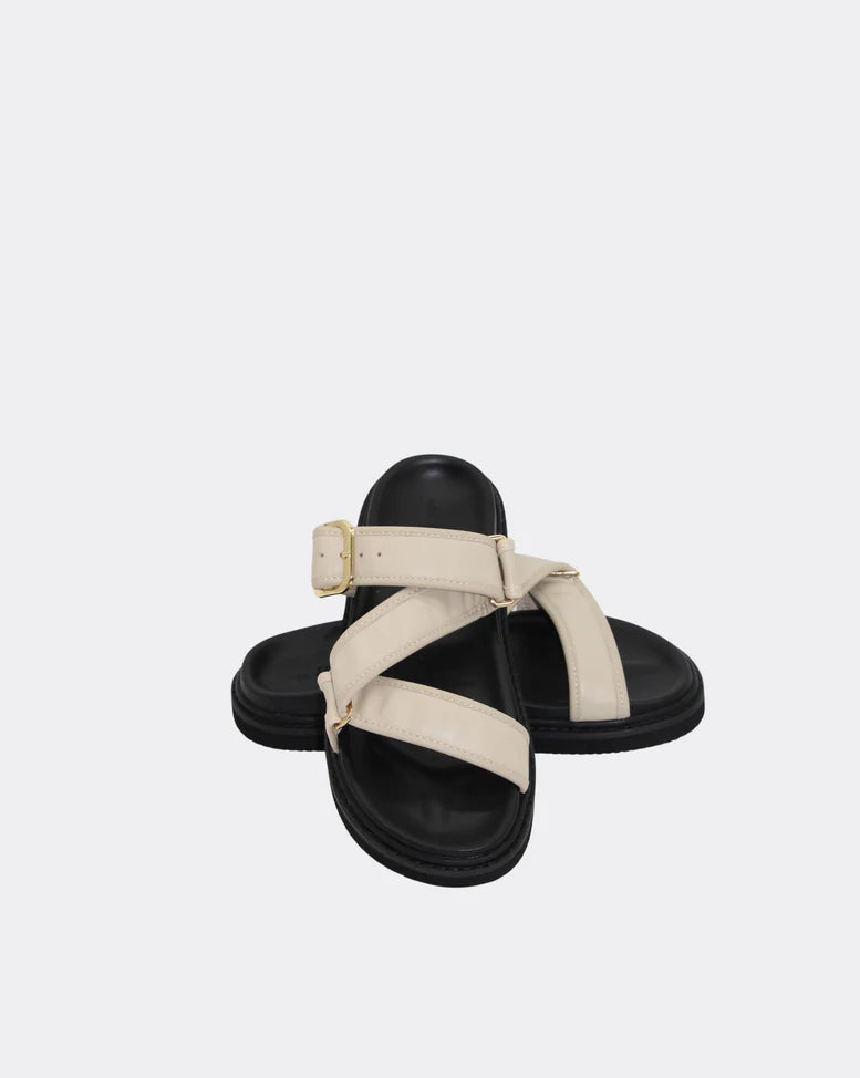 Maria Leather Slide | Bone