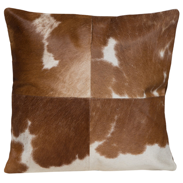 4 panel Cowhide Cushion | Tan & White