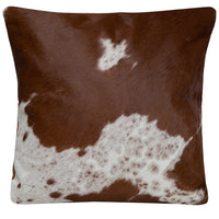 Single Panel Cowhide Cushion | Tan & White