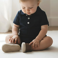 Baby Boys Polo Romper | Navy