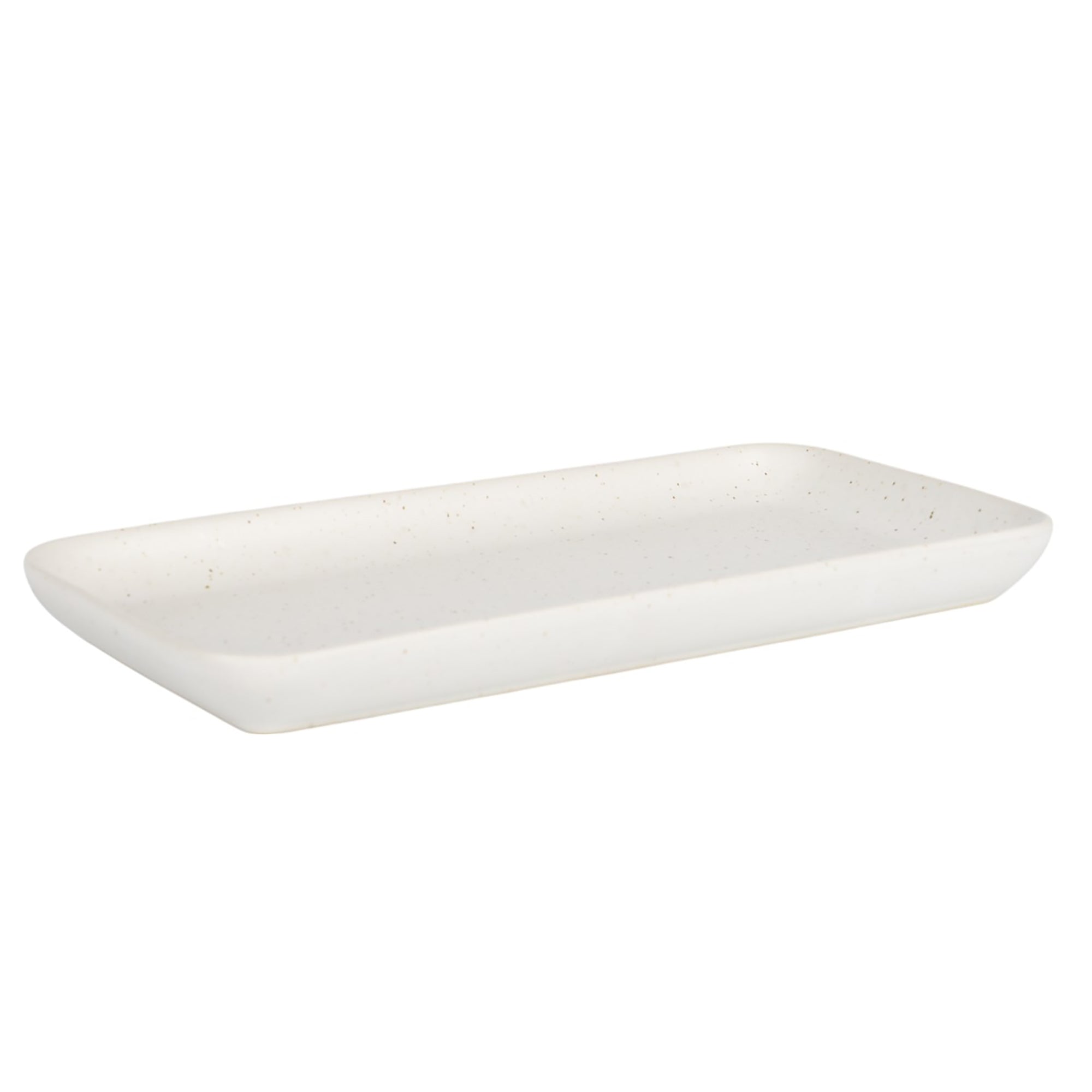 Ceramic Oblong Plate Speckled White