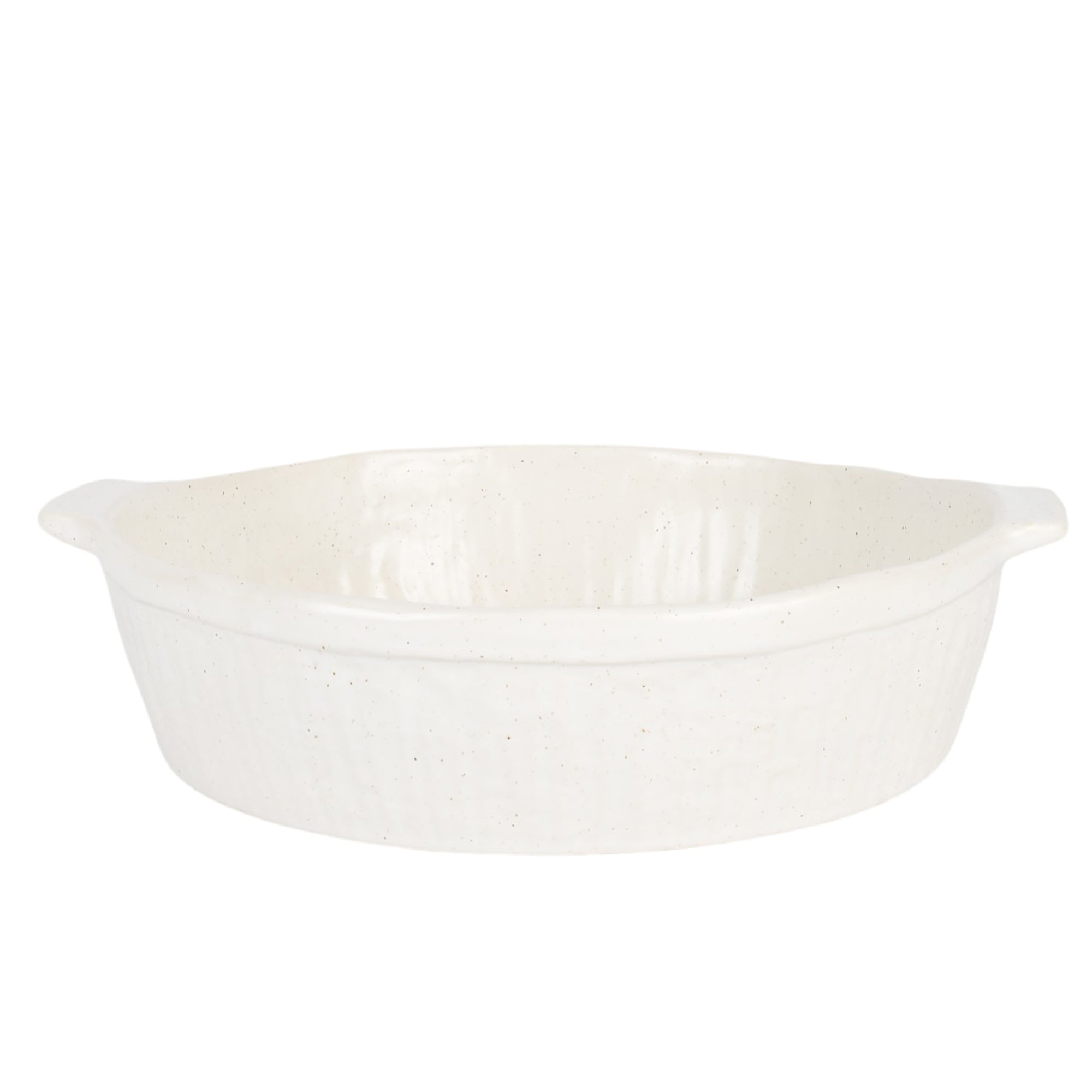 Ceramic Round Baker Dish Speckled White