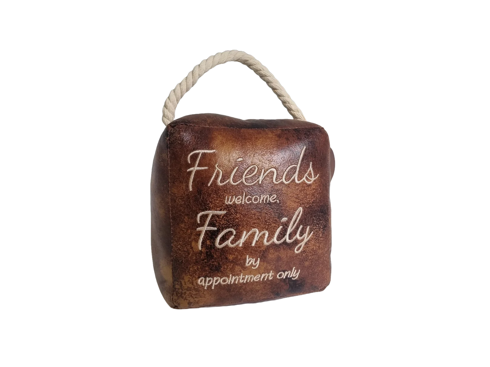 Welcome Family & Friends | Leather Doorstop