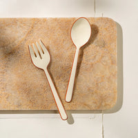 Alder Enamel Salad Servers | Cream