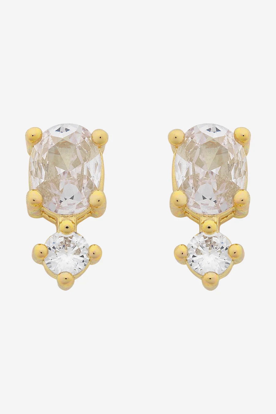 Nico Gold Clear CZ Stud