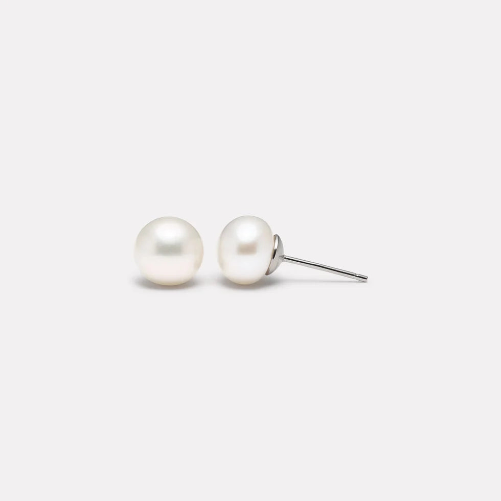 Luminosity Sterling Silver Pearl Bridal Stud Earrings