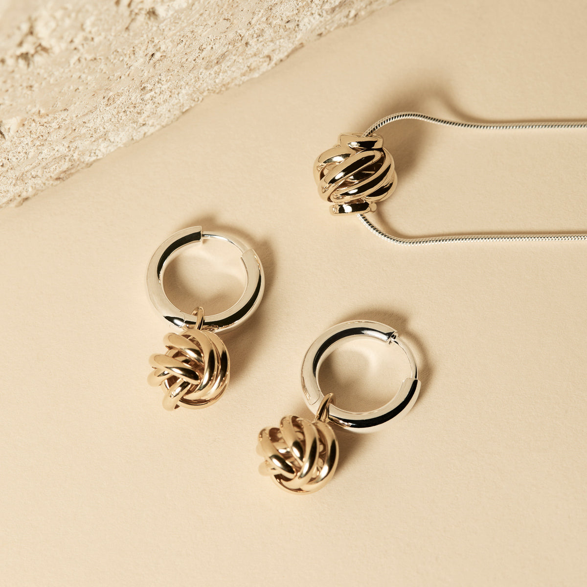 Nest Huggie Earring | Silver/Yellow Gold