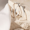 Cinta Large Silver Hoop Earring