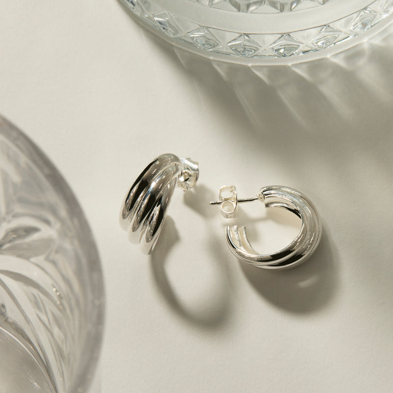 Ripple Hoop Earring | Sterling Silver