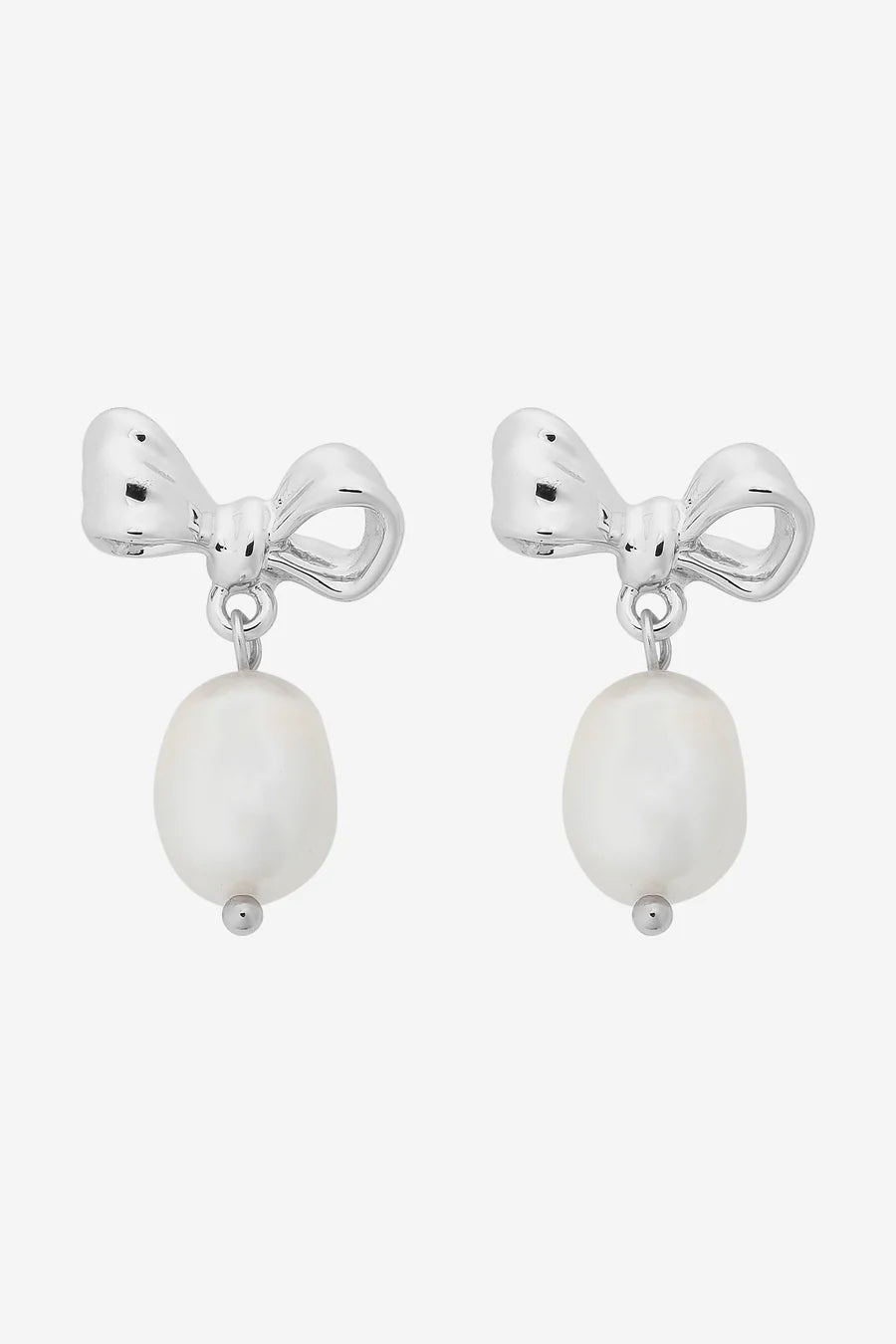 Alice Silver Bow Pearl Earring