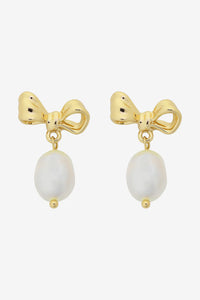 Alice Gold Bow Pearl Earring