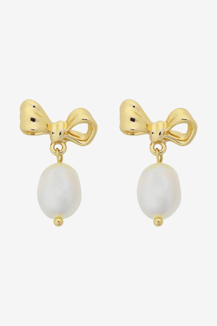 Alice Gold Bow Pearl Earring