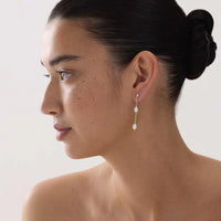 Tidal Whisper Silver Double Pearl Earring