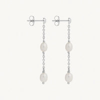 Tidal Whisper Silver Double Pearl Earring