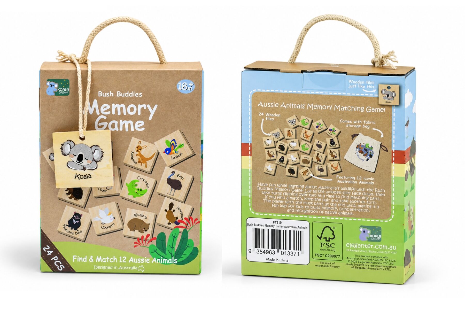 Bush Buddies Wooden Memory Game Australian Animals