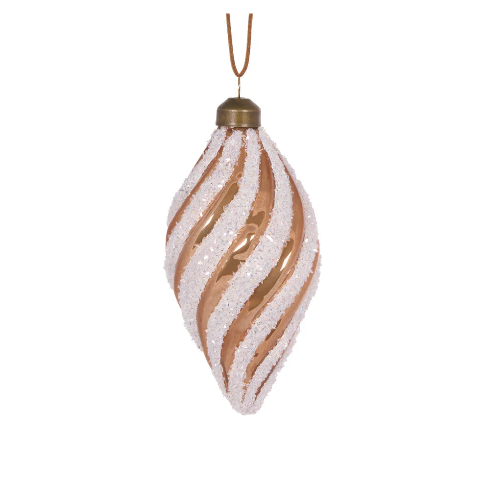 Frosted Gingerbread Swirl Drop Bauble