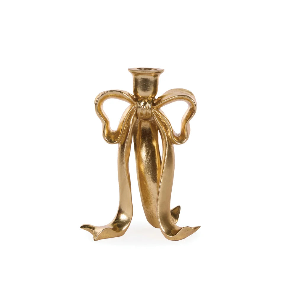 23cm Gilded Bow Candle Holder