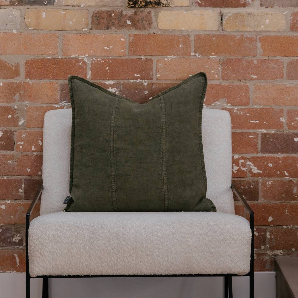 Luca Linen Cushion | Moss Green