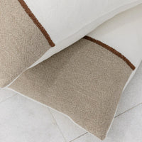 Bella Linen Cushion | Off White/Natural/Chocolate