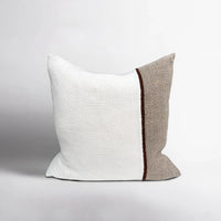 Bella Linen Cushion | Off White/Natural/Chocolate