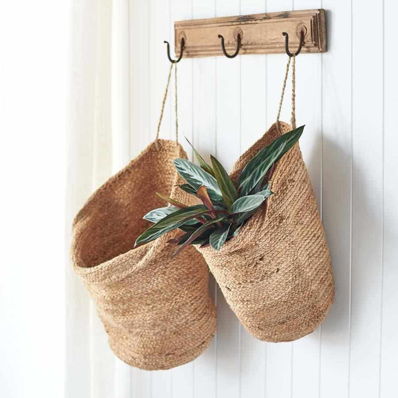 Artisan Handwoven Hanging Sacks | Natural Jute