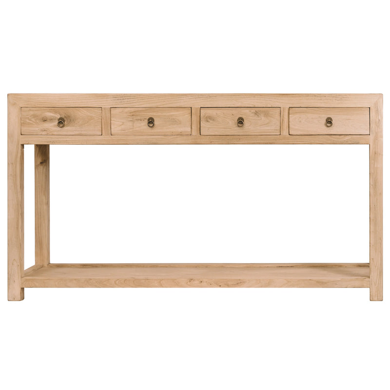 Recycled Elm |4 Drawer Hall Table with Shelf