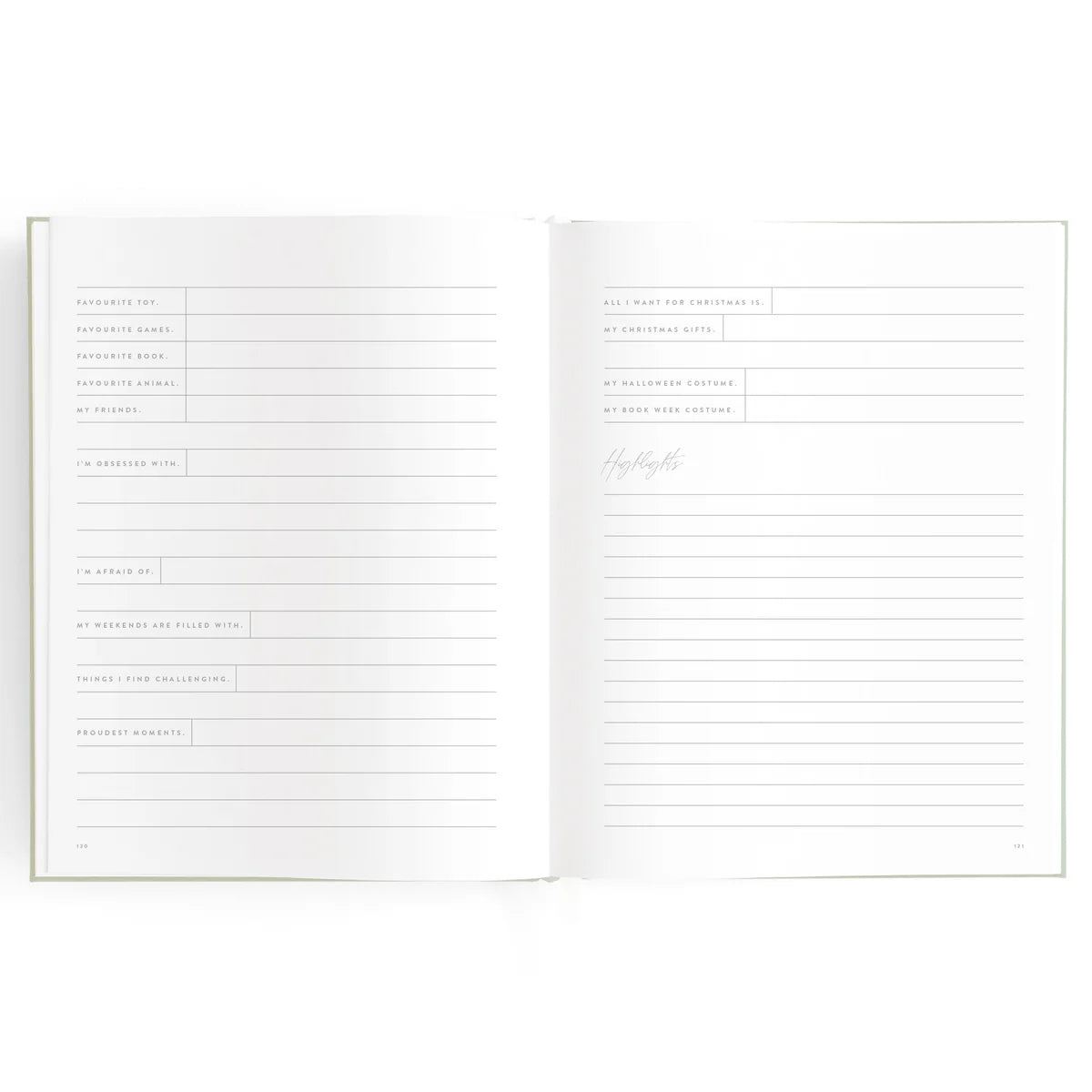 Baby Book Sage Stripe 0-6 Years | Keepsake 3rd Edition