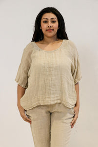 Francesca Pintucked Top Natural